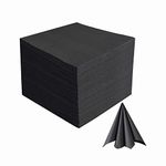 PEACHICHA Cocktail Napkin,Disposable Beverage Bar Napkins Cloth-Like Paper Napkins, Linen-Feel Great for Wedding, Party,Or Everyday Use, 20 x 20cm (100 Count, Black)