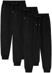 Gihuo 3 Pack Mens Athletic Pants Workout Sweatpants for Men Gym Running Sweat Pants Joggers with Pockets (US, Alpha, Small, Regular, Regular, BlackBlackBlack)