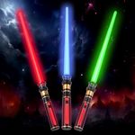 YOFOTHS Light Up Saber, 3 Pack Lightsaber with FX Sound and Realistic Handle, Light Up Saber for Kids, Expandable Light Swords for Halloween Dress Up Parties Birthday Christmas Galaxy War Fighters