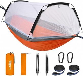 Lulladle Camping Hammock - 600lbs Capacity Portable Hammock with 2 Tree Straps and with Mosquito Net,Nylon Hanging Hammock Easy Setup and Pack for Outdoors Camping,Backpacking,Hiking - Double/Single
