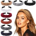 DRESHOW 8 Pack Knotted Headbands for Women Wide Turban Headband Yoga Exercise Ribbing Head Wraps Hair Bands Accessories