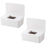 2PC Wipes Dispenser Holder Storage Box Household Enlarged Capacity Baby Wipes Case,Desktop Tissue Box for Living Room Coffee Table Bathroom Desktop Pumping Box with lid Sealed