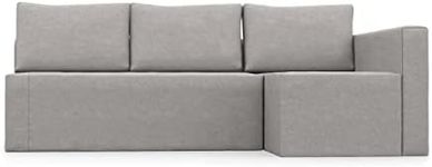 comfortly Corner Sofa Bed Right Side Slipcover Replacement Hand Made Compatible with FRIHETEN Sleeper Sofa With Chaise Lounge - COVERS ONLY - (Linen Blends - Grey Beige)