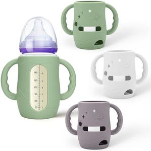 Mity rain3 Pack Silicone Sleeves with Lansinoh Bottle Handles for Lansinoh NaturalWave 8 oz Wide Baby Bottles - Anti-Breakage Protector & Anti-Colic Bottle Holder(Other Products Cannot be adapted