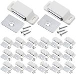 Single Magnetic Catch Kitchen Cabinet Magnets Heavy Duty 15lb Cabinet Magnetic Catch Zinc Cupboard Door Magnets Window Magnet Magnetic Door Catch Drawer Latch Closet Closing Closures (White, 24 Pack)