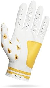 Chipp Golf Cabretta Leather Golf Glove, Premium Grade AAA Cabretta Tour Glove, Men’s Left Hand – Money Bags, Size Small