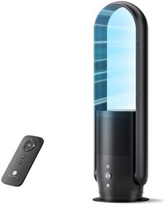U ULTTY Bladeless Tower Fan and Air Purifier in one, Quiet Tower Fan with Remote, Touch, 9 Speeds, 8H Timer, HEPA Filter 99.97%, 90° Oscillation Fans, Floor Fans Powerful for Home Office Room, Black