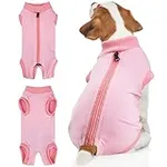 BENCMATE Recovery Suit for Dogs Cats After Surgery, Professional Pet Zip Up Recovery Shirt Dog Abdominal Wounds Bandages, Substitute E-Collar & Cone,Prevent Licking Dog Onesies(Medium,Pink)