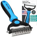 Maxpower Planet Dog Brush - Reduce Shedding by 95% - Double Sided Deshedding Dematting Tool - Undercoat Rake Dog, Cat Brush - Dog Brushes Shedding Hair - Dog Grooming Brush - Cat Grooming Brush, Blue