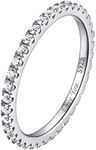 ChicSilver Personalized Custom Ring 2MM 925 Sterling Silver CZ Cubic Zirconia Stackable Engagement Ring Eternity Wedding Band for Women Size 12