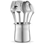 FineDine Kitchen Utensil Set, 7 Pieces Stainless Steel Cooking Utensils Set Spatula Spoons Pasta Server Ladle Turners