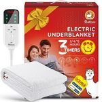 Mia&Coco Electric Heated Blanket Double, Heated Underblanket with 12hour Timers and 3 Heat Settings, LED Display, Overheat Protection Throw, Easy Fit Shoulder Straps, Machine Washable (160 x 130cm)