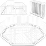 KIDUKU® Wooden Baby Child Playpen XXL Foldable Incl. Door, Consisting of 8 Panels, Individually Adjustable Large Play Pen Portable for Toddlers