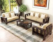 NATRAJ ART & CRAFT Sheesham Wood 5- to 6-Person Sofa Set For Living Room Wooden Sofa Set For Living Room Furniture (3+2+1 Walnut Finish)