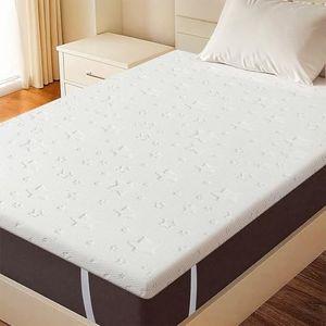 Dreamz King Single Mattress Topper,5CM Gel Memory Foam Bed Topper with Dual Layer Support, Removable Zipper Cover,Breathable Support, Anti-Slip Base, Mattress Topper King Single for King Single Bed