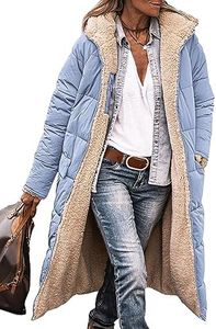 PRETTYGARDEN Women's 2026 Winter Jackets Fashion Oversized Long Hooded Fuzzy Coats Outerwear (Light Blue,Medium)