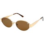 ELEGANTE Retro Round Oval Sunglasses for Women & Men Trendy Metal Sun Glasses Classic Shades UV400 Protection (C4 - GOLD - BROWN)