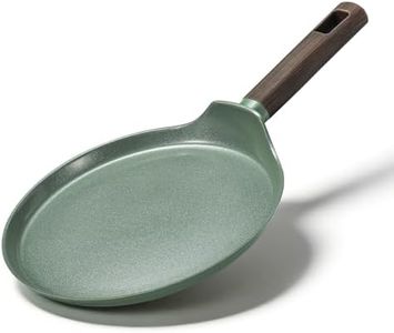 MsMk 11 Inch Nonstick Crepe Pan, Ceramic Coating, Non Toxic Dosa Pan Pancake Griddle Flat Skillet Large Tawa Tortilla Pan, Induction Compatible, PTFE PFOA PFAS Free, Green