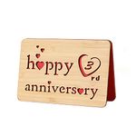 DELLA STELLA Wooden 3rd Anniversary Card,Handmade 3 Years Wedding Anniversary Greeting Cards, 3rd wood anniversary card for Her,Him,Husband,Wife