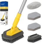 Tub Tile Shower Scrubber for Cleaning, 3 in 1 Tub Cleaner Brush with Extendable Long Handle 58", Scrub Brush for Shower Bathtub Bathroom Kitchen Wall Tub Tile, Yellow