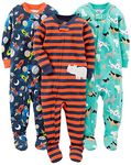 Simple Joys by Carter's Baby Boys' 3-Pack Snug Fit Footed Cotton Pajamas, Dogs/Space/Rhino, 6-9 Months