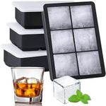 Lesipee Large Ice Cube Tray, Pack of 4 Ice Cube Moulds with Lid, Silicone Ice Cube Tray, BPA-Free, Giant Ice Cube Maker 5 cm Ice Cube Tray for Beer, Cocktails, Whisky, Chilled Drinks