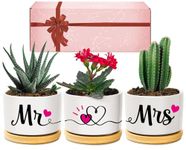 Giftasy Wedding Gifts for Couple, Mr and Mrs Planter Pots Gifts Set, Wedding Gifts for Bride and Groom, Mr and Mrs Gifts, Couple Gift for Engagement Bridal Shower Wedding