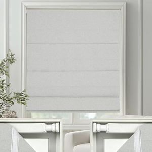 Changshade No Drill Roman Shades Cordless Blinds Blackout for Indoor Windows, Room Darkening Black Out Tension Rod No Hardware No Tools Inside Mount, Shade Size 45 Inch Wide 64 Inch High, Off White