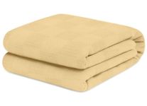 Avalon Bedding100% Cotton Blankets Twin Size, 72x90 Inches 350 GSM, Soft Breathable Blanket, Lightweight Thermal Blankets Twin Size, Perfect for Layering Any Bed for All Season (Beige)