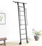 DIYHD 3.3FT Attic Hook On Rolling Ladder Track Kit with 87" Metal Ladder with Grab Handle