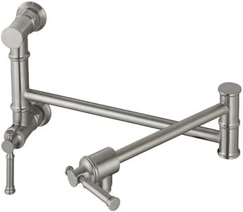 Lava Odoro Pot Filler Faucet Brushed Nickel, Modern Two-Attachment Pot Filler Wall Mount Two Handle Folding Kitchen Faucet with Dual Joint Swing Arm, Spot-Resist Stainless, PF312-BN