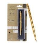 Parker Classic Gold Ball Pen| Ink Color - Blue | Gift For Employees | Leading Pen For Entrepreneurs