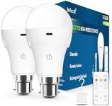 BoRccdit CordlessGlow Rechargeable Light Bulb, 3 Color Temperatures + 10%-100% Dimmable + Up to 24 Hours + USB Rechargeable Light Bulbs with Remote & Touch Control, 15W B22 LED Battery Light Bulb 2PK