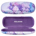 MOLSHINE Hard Shell PU Leather Glasses Case, Travel Portable Eyeglass Case for Men Women Girl Travel Study Work (Purple Marble)