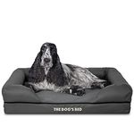 The Dog’s Bed, Orthopaedic Memory Foam Waterproof Dog Bed, Medium, Grey & Black Trim, Eases Arthritis & Hip Dysplasia Pain, Therapeutic & Supportive, Washable Oxford Fabric Cover