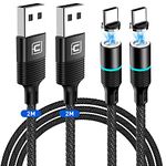 CAFELE Magnetic Type c Cable[2 Pack 6.6ft],QC 3.0 Fast Charging & Data Transfer, Nylon Braided Magnet Phone Charger Cord for Type C Devices -