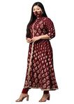 Yash Gallery Women's Plus Size Rayon Floral Printed Anarkali Diwali Kurta for Women (1255YKMAROON_Maroon_8XL)