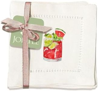 Jolitee Linen Cocktail Napkins 6x6, Hemstitch Cocktail Napkins Coasters, Washable Cloth Napkins Decorative (Cocktails)