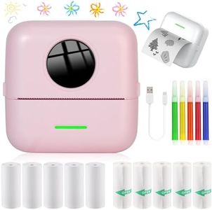Mini Pocket Printer, Bluetooth Mini Printer, Thermal Sticker Printer, Colored Pens,Wireless Inkless Printer Mini for Journal, Memo, Photo, Study, Compatiable for iOS & Android (Pink)