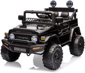 12V Ride on Car for Kids, Licensed Toyota Ride on Truck, Battery Powered Electric Kids Car with Remote Control, Music, LED Lights, Suspension System, Double Doors, Safety Belt,Ride On Toy, Black