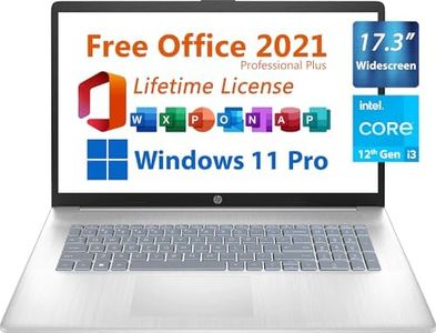 HP 17.3"" Business Laptop, Free Microsoft Office 2021 with Lifetime License, Widescreen HD+ Display, Intel Quad-Core i3-1125G4 3.7 GHz, 32GB DDR4, 2TB SSD, 9.5 Hours Battery, Windows 11 Pro, Silver