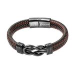 Mens Gift Leather Infinity Bracelet, Braided Leather Bracelet Stainless Steel Engraved with Love You Forever Jewelry Gifts for Boyfriend 8 Inches