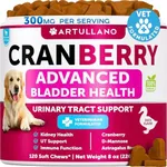 Dog UTI Treatment - Cranberry Supplement & Bladder Control for Dogs - Urinary Tract Infection Incontinence Pill, Bladder Stones - UTI Medicine Treats - 120 Soft Chews for Kidney Support with Fish Oil