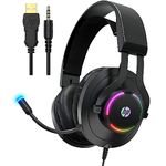 HP Gaming Xbox One Headset with Mic, Gaming Headphones for PS4, PC, Laptop, Nintendo Switch with Noise Cancelling Microphone, Wired Over Ear Head Set with LED Lights