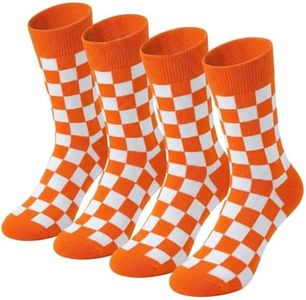 LAZZPPO Tennessee Checkerboard Orange & White Men's Socks | Tennessee Vols Apparel | University of Tennessee Socks | Gift for Tennessee Volunteer Fans and Alumni(2 Pack)