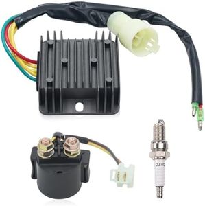 Triumilynn Voltage Regulator Rectifier & Starter Relay Solenoid Replacement for Honda 300 Fourtrax TRX300 TRX300FW 1993-2000 2x4 4x4, Part NO. 31600-HC5-970 31600-HM5-630 with Spark Plug