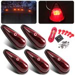 Konrali 5Pcs Red Rear Teardrop Cab Marker Lights 9LED Replacement for Motorhome RV Red Cab Roof Top Marker Clearance Running Lights Van Pickup Truck Trailer Semi Lights w/Wires & Mounting Kit