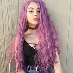 Angle Lucky Purple Deep Curly Wigs for Women Synthetic Lace Front Wig Loose Wavy Lavender Purple Side Part Wig Heat Resistant Fiber Half Hand Tied Soft Wigs 26’’