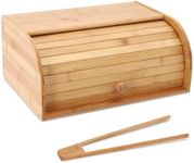 Bread Box with Bread Clip, Bamboo Bread Bin for Kitchen Countertop, Extra Large Capacity Bread Keeper, Farmhouse Food Storage Roll Top, For Bread, Muffins