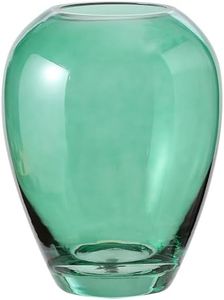 YANWE1 Green Glass Vase, 8 Inches Large Glass Vase, Flower Vase, Modern Vase, Glass Vase for Flower, Large Flower Vase for Bouquet, Living Room, Dining Table, Mantle, Wedding, Office, Centerpieces